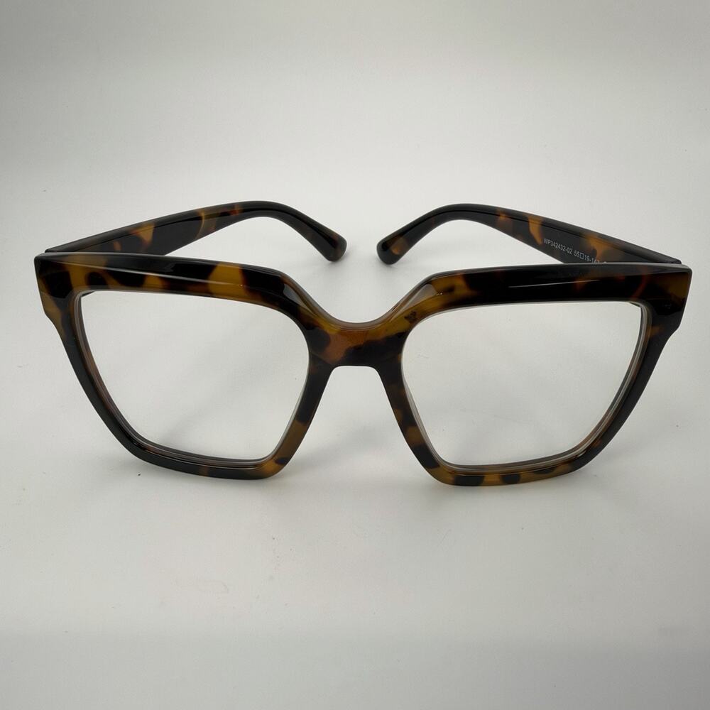 Women’s Oversized Cat Eye Eyeglasses Tortoise Brown Black Frames 55-19-147